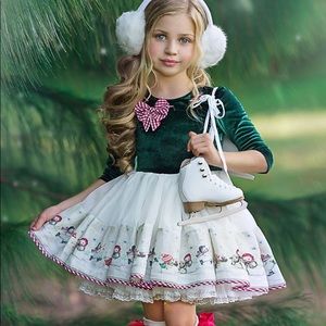 NEW Dollcake Treats for Santa Dress Girls with bow clip